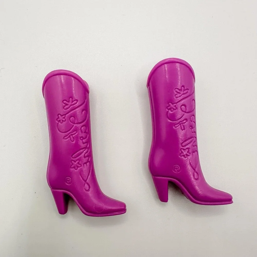 Barbie Doll‎ Pink Boots Vintage Lace lt Pink-Purple Cowboy Western Boots